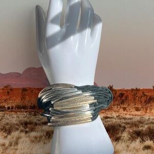 Saachi Mixed metal multiple layered fabric bracelet